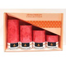 Handmade Pillar Candles Marble Finish Strawberry Fragrance Smokeless Long Lasting Candles Set of 4(Size 2 * 1.8 2 * 2.5 2 * 3.8 2 * 4.2Inch)