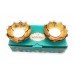 Lotus Shape Tea Light Candle Holder (Set of 2) (Gold Colour)