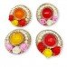 Handmade Floral Pearl Tealight Holder with Multicolour Smokeless Long Lasting Candles (6 Pieces)