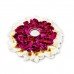 biZyug T-Light Floral Platter with Candle for Home Decoration (Pack of 4)