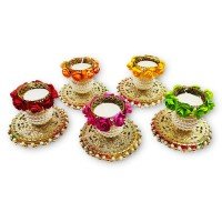 biZyug Floral Matki Tealight (Pack of 6)