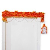 Door Hanging Bandhanwar Floral Yellow Toran with cage