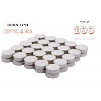 biZyug Unscented Tea Light Candles (1.5 Hour Burn time, White, 10 Gram, Pack of 100)