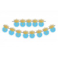 Happy Birthday Crown Banner | Blue & Gold | 1pcs 