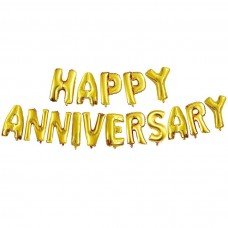 Happy Anniversary Foil Balloon Letters | Golden | 16 Letters