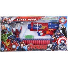 biZyug Avenger Soft Bullet Blaster Gun Toy and Spiderman with 14 Darts & Dartboard