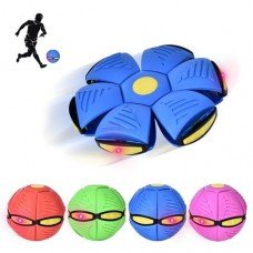 Flying Soccer Ball Deformation UFO Football Flat Throw Disc with LED Light Flying Toys