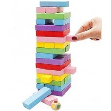 Wooden Tower Building Color Block Challenge Games