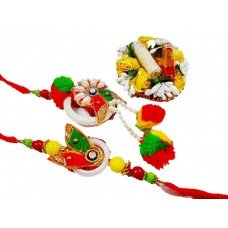 biZyug Pair Rakhi for Bhai Bhabhi |Bhai Rakhi | Lumba Rakhi for bhabhi |Free Roli Chawal Platter | Rakhi Combo of 2