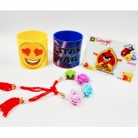 Angry Bird Kid Rakhi & Floral Bracelet with Character Magic Spring Gift Combo