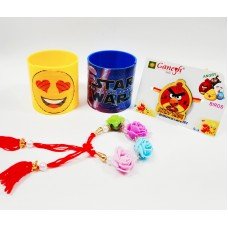 Angry Bird Kid Rakhi & Floral Bracelet with Character Magic Spring Gift Combo