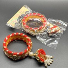 Beautiful Bangle Bhabi Kada Fancy Rakhi Orange